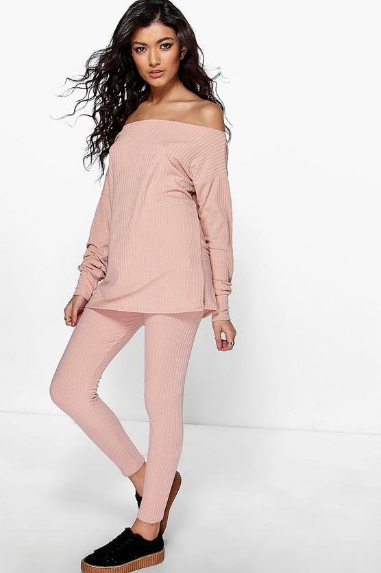 Mia Oversized Off Shoulder Knitted Loungewear Set